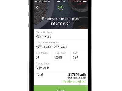 Credit Card button card credit credit card food green habit intake ios iphone numbers price