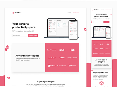 Workflow App branding design landing page productivity visual design web