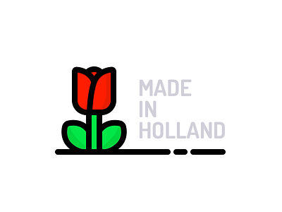 Made in Holland signature cute flower holland illustration in made netherlands outline thick tulip