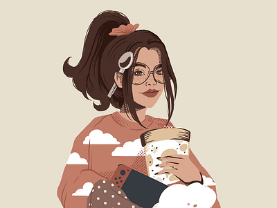 ponytail · clouds · ice cream artwork design digital art illustration illustrator procreate procreateart