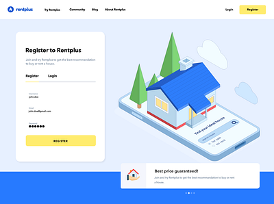 Rentplus | Full Register branding design illustration ui web website