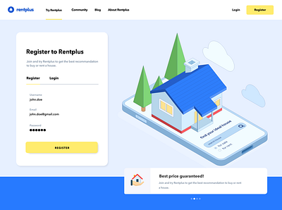 Rentplus | Hover design illustration ui ux web website