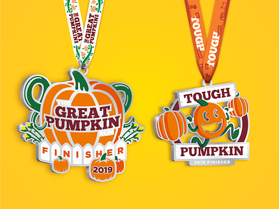 Great Pumpkin Run :: 2019 Medals 5k branding character fall illustration medals pumpkin race run