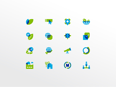 Mauser :: Icons blue brand branding design duo tone graphics green iconography icons logistics modern sustainable tech two color