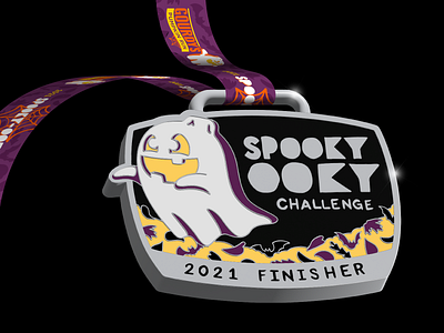 Gourdy's :: 2021 Spooky Ooky Medal 3d 5k apparel fall ghost graphic design halloween illustration medal merch october pumpkin race season trophy typography