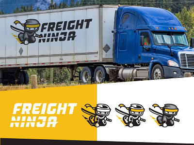 Freight Ninja :: Branding black branding car fast freight graphic design highway icon illustration logistics logo mark ninja sword yellow