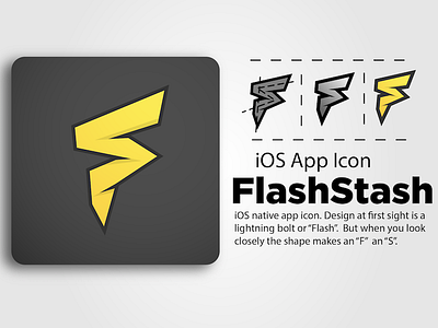 FlashStash icon flash fs logo icon ios lighting bolt logo design