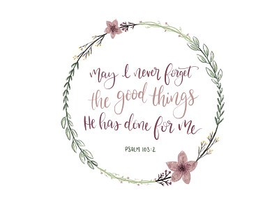 Psalm 103:2 hand lettering illustration ipad procreate