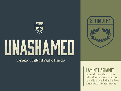 Unashamed: The Second Letter of Paul to Timothy branding color palette illustration logo