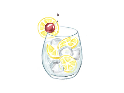 Tom Collins Cocktail Illustration