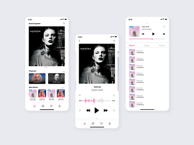 Music App app branding design flat icon minimal photoshop typography ui ux