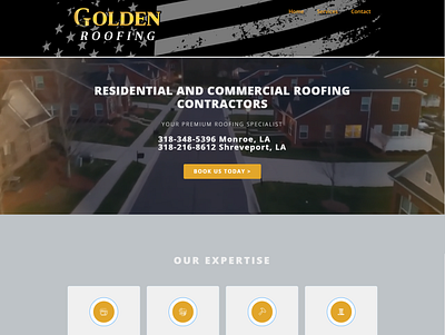 Golden Roofing Company Website black branding web web design web designer yellow