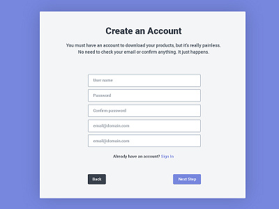 Signup Form Design account form register signin signup