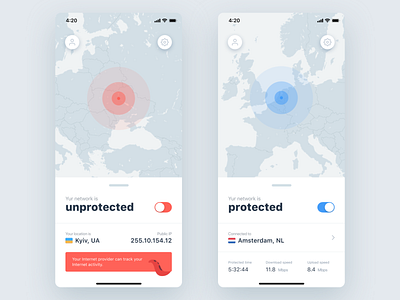 VPN tool app app design ios iphone x mobile app ui ux vpn vpn app