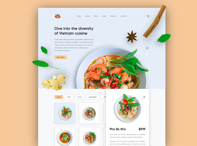 LOTUS, Vietnam Cuisine Restaurant chef design food graphic design landing page restaurant seafood spice ui user experience user interface ux vietnam web web design website