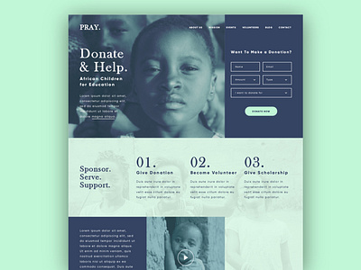 PRAY, Education Fundraising africa charity children design donation education fund fundraising graphic design landing page scholarship sponsor ui user experience user interface ux volunteer web web design website