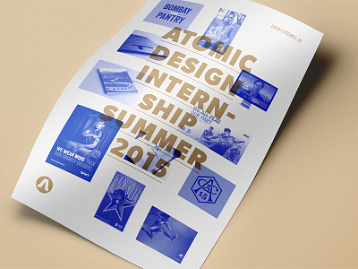 Atomic Design Internship gold grid ik blue metallic mockup poster