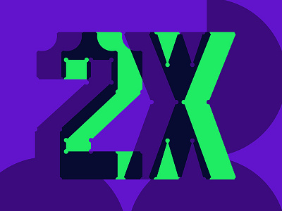 ICAD 2X fluoro green identity overprint purple typography