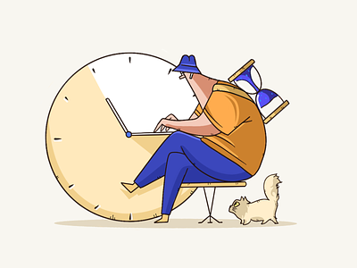 Race against time art artworking cat design illustration illustrator times vector worker workerman