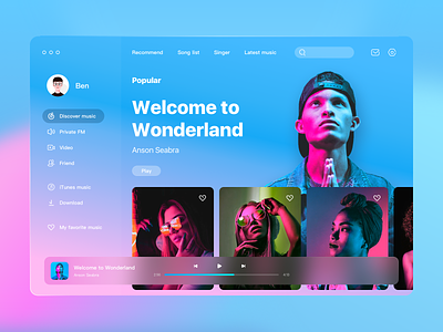 Music player for young people albums app clean colored colors dashboad graphic interactive interface music music player palette product design purple trending ui ui design uiux vector young