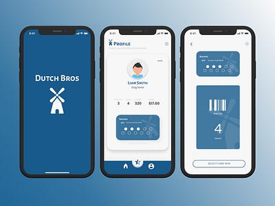 Dutchbros Rewards App adobexd app appdesign coffee design ios iphonex layout minimal mobile ui ux visualdesign