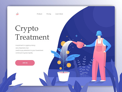 Blockchain Treatment bitcoin blockchain blue cryptocurrency dash design growth header header design illustration landingpage trading ui web design