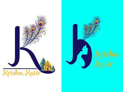 Krishn Kutir Logo Concept brand branding color design dribbble feather illustration k krishna kutir loard logo logo design specscale tree typography vector