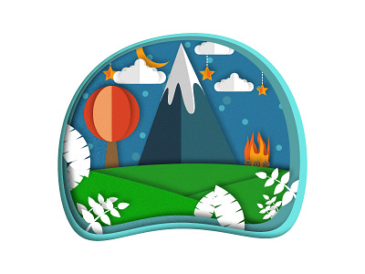 Mountain Travel Concept book cloud color design dribbble fire illistration illustrate illustration leaf moon mountain planning sky specscale travel tree vector