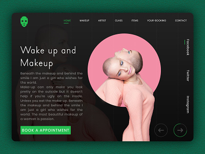 Makeup page appointment artist book color dribbble eye face landing design landing page landing page design leap logo makeup makeup artist makeupwisudamalang typography ui ux wakeup web