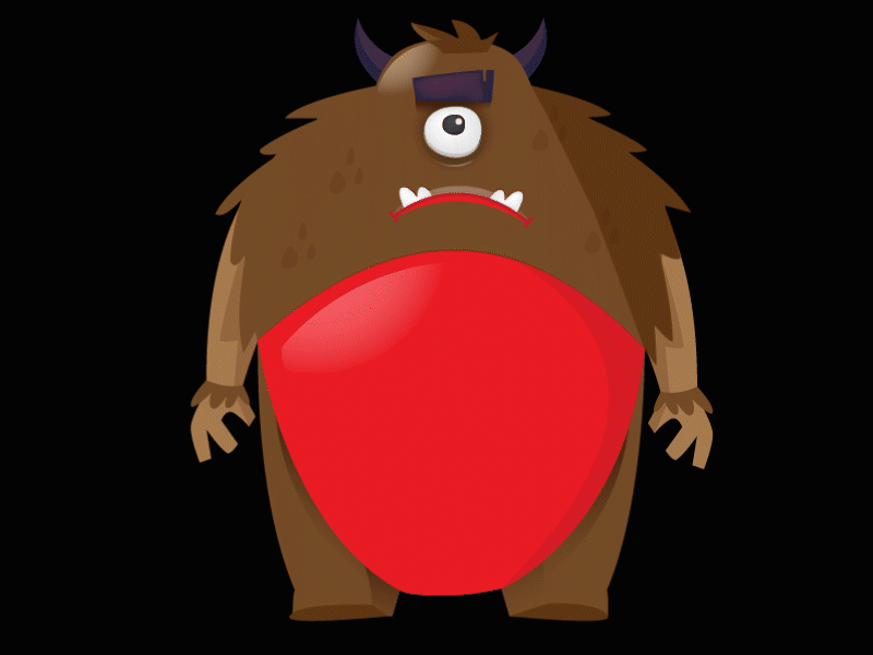 Monster is hungry 2d 2d animation 2d character after effect animal animation animation 2d beast beasts character character animation doodle dribbble fat illustration kid monster monsters one eye specscale