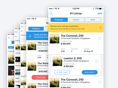 Dashboard - The process dashboard ios listing page real estate sketch startup