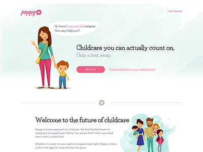 First Draft childcare landing page poppy webdesign
