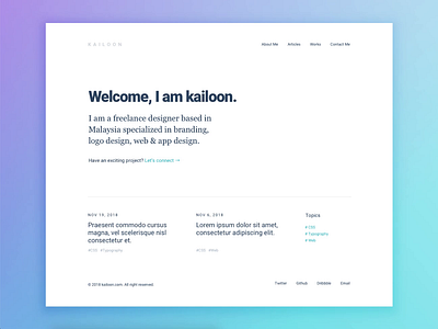 Personal Site madewithadobexd minimal personal portfolio