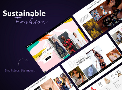 Coveti's Sustainable Fashion pages design fashion layout design mockups post typography ui website website pages