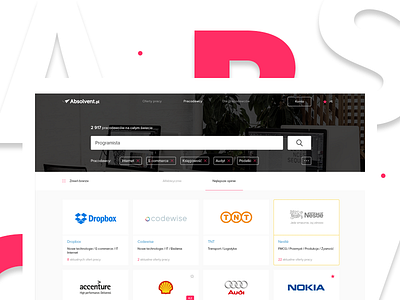 Absolvent.pl - web platform (desktop & mobile) absolvent flat job kohutpiotr layout list minimal offer responsive shadow web