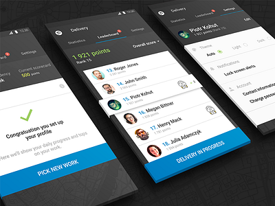 Delivery - android app 10clouds android app delivery design kohutpiotr leaderboard settings