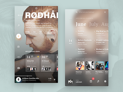 Events app - artist & home 10clouds artist fluent ios kohut piotr list menu mobile music navigation schedule ui