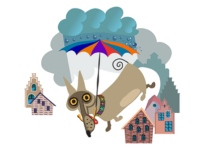 Brunhilde: Umbrella brunhilde dog fun humor rain umbrella
