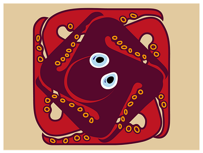 Oct-Opus illustration octopus red sea textile