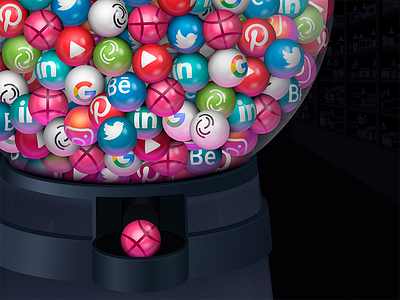 Hello Dribbble! ball behance dribbble gum gumball machine hello illustration network social