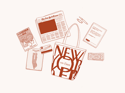 nyc travel essentials books hand drawn illustration line art linework new york new york times new yorker