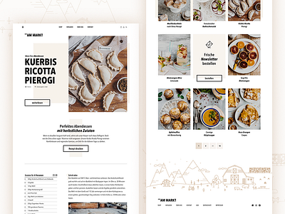 am Markt | Recipes blog farmers market food icons illustration landingpage minimal webdesign