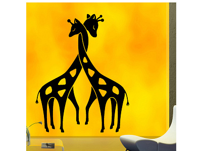 Giraffe's love, wall decal design illustration vector