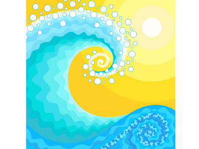 Surf Wave and Sun illustration vector