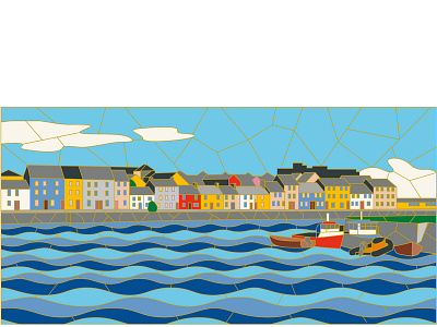 Stainedglass Design Seaside Town