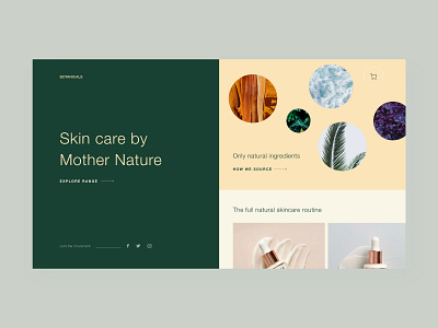 Natural Skincare Webpage biege green minimal natural skincare ui webdesign website website design