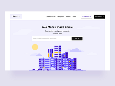 Startup Bank - Concept bank minimal online banking purple startup typography ui