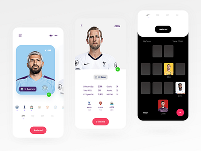 Fantasy Football cards flat football minimal mobile product design soccer sport sports typography ui ux