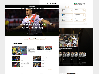 Conmebol HomePage | WIP cards design flat minimal news product design sport typography ui ux