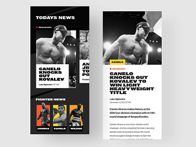 BOXING NEWS cards design flat minimal news product design sport typography ui ux